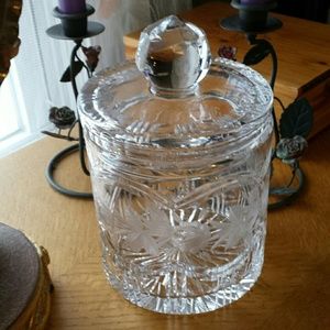 Candy dish etched lead crystal